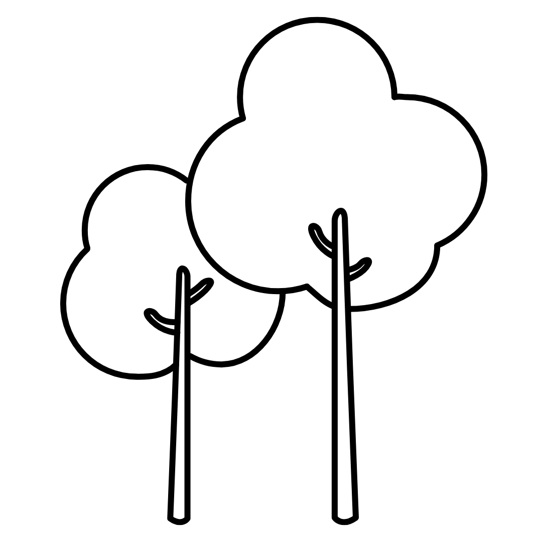 Illustration of two leafy trees